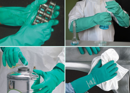 Găng tay chống hóa chất Nitrile được ứng dụng chủ yếu trong các ngành công nghiệp