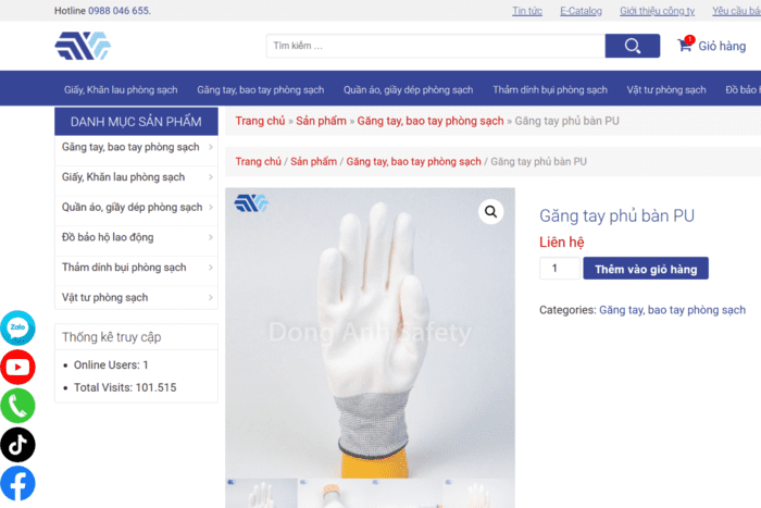 Các sản phẩm găng tay bảo hộ trên website Vật tư Công nghiệp Xclean đều có các thông tin chi tiết về chất liệu, kích thước, quy cách đóng gói (Nguồn ảnh: Sưu tầm)
