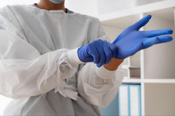 Găng tay Latex có bột là loại găng tay cao su y tế được phủ lớp bột bắp trong găng tay và thường dùng trong lĩnh vực y tế, chăm sóc sức khỏe (Nguồn ảnh: Internet)