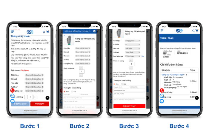 Các bước mua găng tay phủ ngón xám trên website Vật tư Công nghiệp Xclean