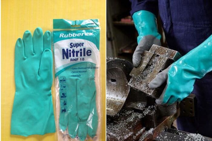 Găng tay cao su Nitrile Sumitech RNF15 vừa có khả năng chống dầu, vừa chống được một số loại hóa chất nhẹ (Nguồn ảnh: Sưu tầm)