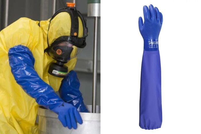 Găng tay chống dầu Takumi PVC-600X có xuất xứ Nhật Bản với chất liệu nhựa PVC cao cấp, mềm mại và khả năng chống dầu cực kỳ tốt (Nguồn ảnh: Sưu tầm)