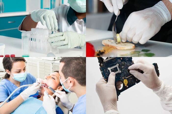 Găng Nitrilstat được sử dụng trong nhiều lĩnh vực như chế biến thực phẩm, y tế sức khỏe, phòng thí nghiệm, công nghiệp điện tử,... 