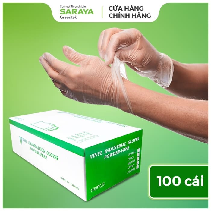 Găng tay cao su Vinyl không bột Saraya cao cấp xuất xứ Nhật Bản. (Nguồn ảnh: Sưu tầm)