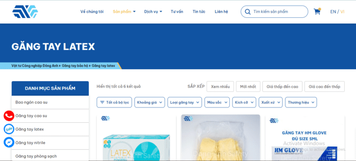 Website Đông Anh Safety với nhiều mẫu găng tay Latex từ các thương hiệu lớn
