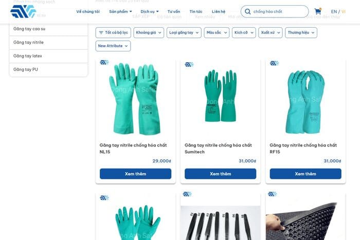 Website Vật tư Công nghiệp Xclean có nhiều loại găng tay chống hóa chất uy tín, chất lượng (Nguồn ảnh: Sưu tầm)